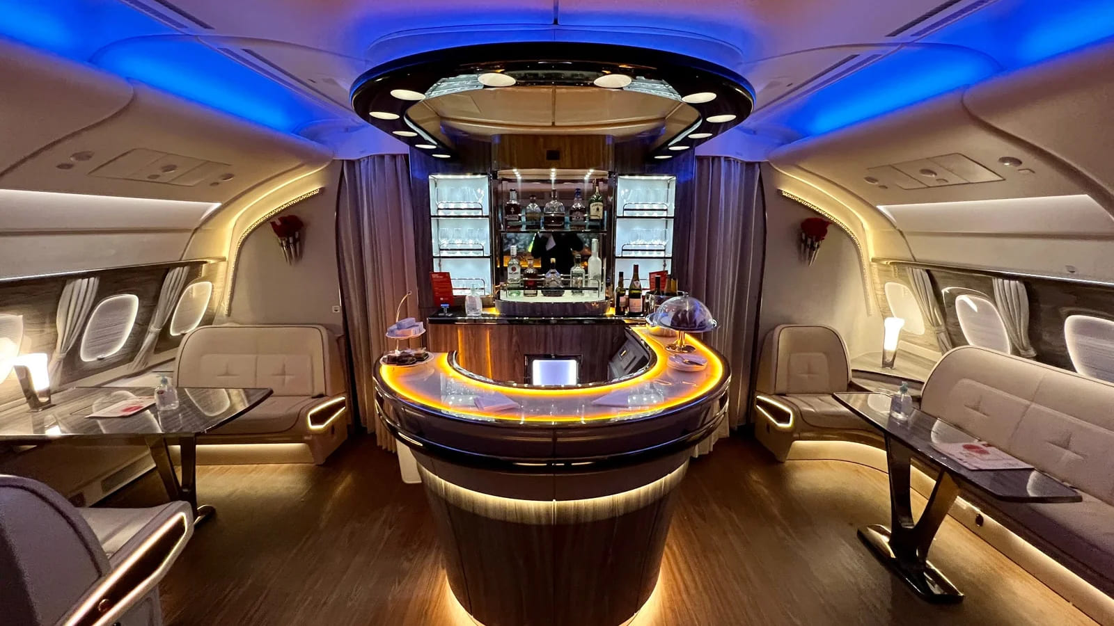 Emirates A380 onboard lounge and bar