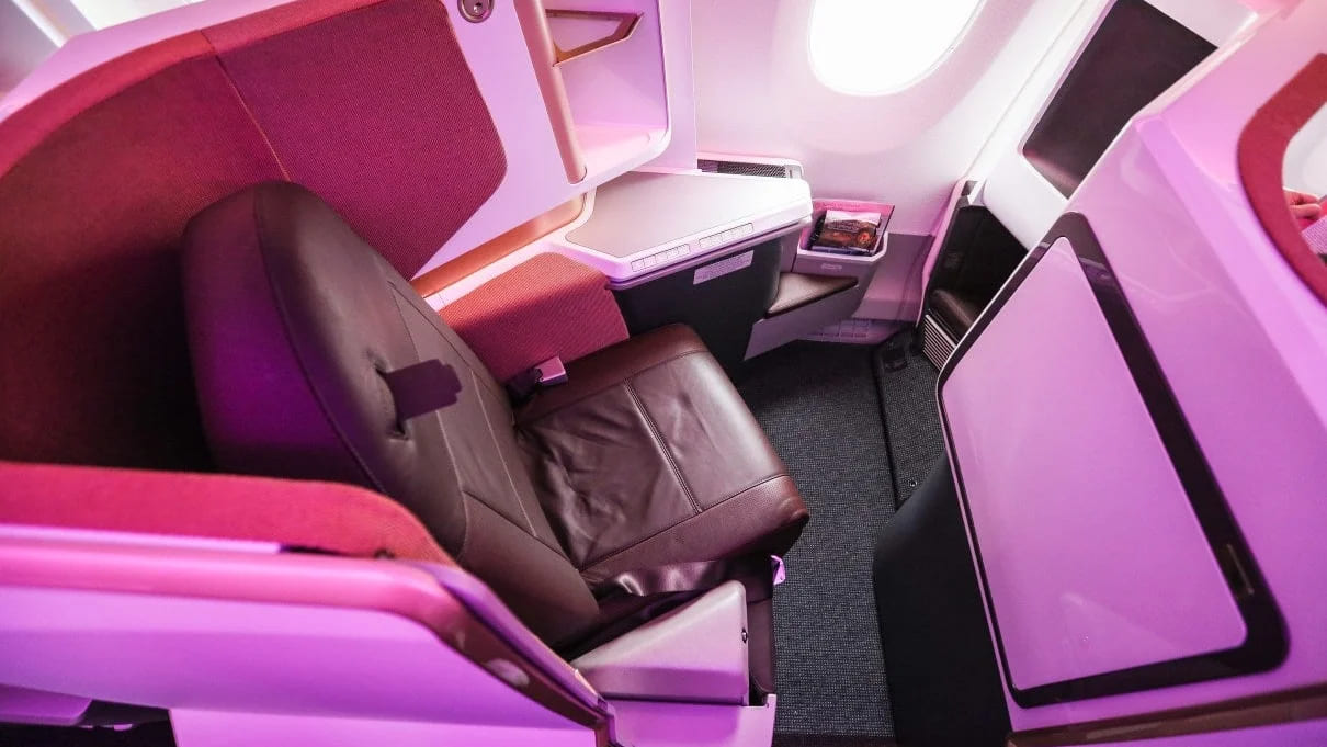 Virgin Atlantic Upper Class cabin with mood lighting